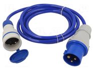 Extension lead; 3x2.5mm2; Sockets: 1; PUR; blue; 3m; 16A; EXTREM KEL