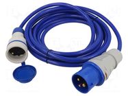 Extension lead; 3x2.5mm2; Sockets: 1; PUR; blue; 5m; 16A; EXTREM KEL