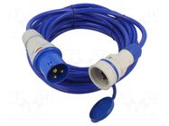 Extension lead; 3x2.5mm2; Sockets: 1; PUR; blue; 10m; 16A; EXTREM KEL