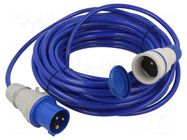 Extension lead; 3x2.5mm2; Sockets: 1; PUR; blue; 20m; 16A; EXTREM KEL