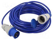 Extension lead; 3x2.5mm2; 20m; PUR; blue; Sockets no: 1; 16A; EXTREM KEL