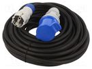 Extension lead; 3x2.5mm2; Sockets: 1; rubber; black; 10m; 16A KEL