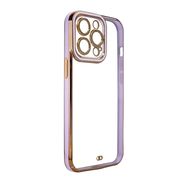 Fashion Case for iPhone 12 Pro Max Gold Frame Gel Cover Purple, Hurtel