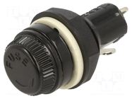 Fuse holder; 5x20mm; 10A; on panel; 250VAC; bakelite; Cutout: Ø14mm ESKA
