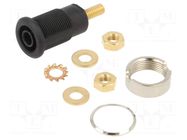 Connector: 4mm banana; socket; 32A; black; gold-plated; M4,screw STÄUBLI