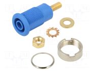 Connector: 4mm banana; socket; 32A; blue; gold-plated; M4,screw STÄUBLI