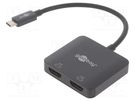 Adapter; HDCP 2.2,HDMI 2.1; HDMI socket x2,USB C plug; 0.12m Goobay