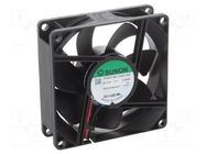 Fan: DC; axial; 12VDC; 80x80x25mm; 97m3/h; 44dBA; ball; 4500rpm SUNON