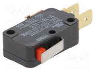 Microswitch SNAP ACTION; 16A/250VAC; 0.3A/250VDC; with lever OMRON Electronic Components