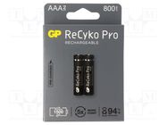 Re-battery: Ni-MH; AAA,R3; 1.2V; 820mAh; ReCYKO PRO; blister; 2pcs. GP