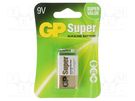 Battery: alkaline; 1.5V; 6F22; non-rechargeable; 47.5x25.5x16.5mm GP