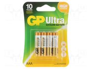 Battery: alkaline; AAA,R3; 1.5V; non-rechargeable; Ø10.5x44.5mm GP