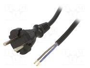 Cable; 2x1mm2; CEE 7/17 (C) plug,wires; PUR; 3.8m; black; 10A; 230V PLASTROL