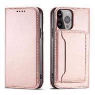 Magnet Card Case case for iPhone 14 Plus flip cover wallet stand pink, Hurtel