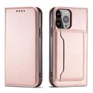 Magnet Card Case case for iPhone 14 Pro flip cover wallet stand pink, Hurtel