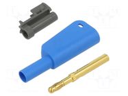 Connector: 4mm banana; 32A; 1kV; blue; gold-plated; soldered STÄUBLI