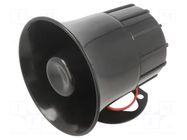 Sound transducer: siren; dynamic; 1 tone; 12VDC; 1300mA; Ø: 105mm 