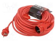 Extension lead; 3x1.5mm2; Sockets: 1; rubber; red; 25m; 16A KEL