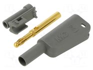 Connector: 4mm banana; 32A; 1kV; grey; gold-plated; soldered STÄUBLI