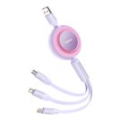 Baseus Bright Mirror 2 retractable cable 3in1 cable USB Type A - micro USB + Lightning + USB Type C 66W 1.1m purple (CAMJ010105), Baseus