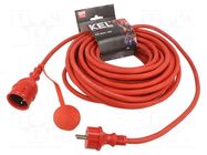 Extension lead; 3x2.5mm2; Sockets: 1; rubber; red; 20m; 16A KEL