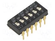 Switch: DIP-SWITCH; Poles number: 6; ON-OFF; 0.025A/24VDC; Pos: 2 C&K