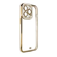 Fashion Case for iPhone 12 Pro Gold Frame Gel Cover White, Hurtel