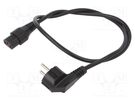 Cable; CEE 7/7 (E/F) plug angled,IEC C13 female; 1m; black; 10A SCHAFFNER