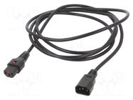 Cable; IEC C13 female,IEC C14 male; 3m; with IEC LOCK locking SCHAFFNER / TE Connectivity