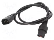 Cable; IEC C13 female,IEC C14 male; 1m; with IEC LOCK locking SCHAFFNER / TE Connectivity