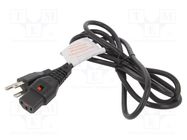 Cable; IEC C13 female,NEMA 5-15 (B) plug; 2.75m; black; 10A; 125V SCHAFFNER