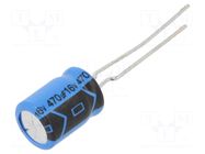 Capacitor: electrolytic; THT; 470uF; 16VDC; Pitch: 3.5mm; ±20% VISHAY