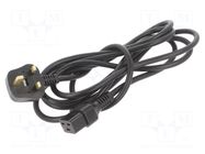 Cable; BS 1363 (G) plug,IEC C19 female; 3m; black; 16A; 250V; IP20 SCHAFFNER / TE Connectivity