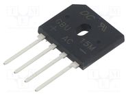 Bridge rectifier: single-phase; Urmax: 1kV; If: 15A; Ifsm: 240A DC COMPONENTS