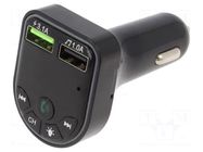 FM transmitter; USB A socket x2; Uin: 12÷24V; 5V/1A,5V/3.1A; 5m GEMBIRD