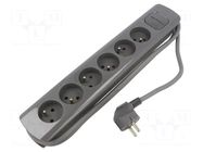 Extension lead; 3x1.5mm2; Sockets: 6; grey; 1.8m; 16A QOLTEC