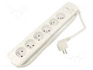 Extension lead; 3x1.5mm2; Sockets: 6; white; 1.8m; 16A QOLTEC