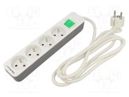 Extension lead; 3x1.5mm2; Sockets: 4; white; 1.8m; 16A QOLTEC