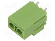 PCB terminal block; angled 90°; 10.16mm; ways: 2; on PCBs; green XINYA