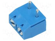 PCB terminal block; straight; 5mm; ways: 2; on PCBs; terminal; blue XINYA