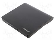 External DVD drive; black; USB A,USB C; USB 3.1; 140x140x18mm GEMBIRD