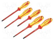 Kit: screwdrivers; insulated; Pozidriv®,slot; 5pcs. KING TONY