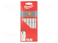 Hacksaw blade-set; wood; 105mm; 5pcs; Holder: T Milwaukee