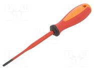 Screwdriver; slim; insulated; slot; 3.5x0.6mm; Blade length: 100mm UNIOR