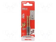 Drill bit; for metal,impact; Ø: 4mm; Kind of holder: E6,3mm; 2pcs. Milwaukee