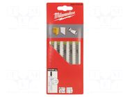Hacksaw blade-set; wood,plastic; 105mm; 5pcs; Holder: T Milwaukee