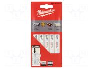 Hacksaw blade-set; universal; 91mm; 5pcs; Holder: T Milwaukee