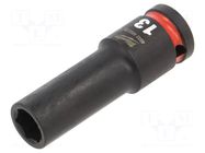 Socket; 6-angles,socket spanner,impact; HEX 13mm; 1/2"; long Milwaukee