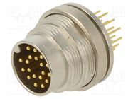 Connector: M16; socket; male; THT; PIN: 19; 3A; 32V; straight; IP40 BINDER