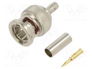 Connector: BNC; plug; male; straight; 75Ω; crimped; for cable; POM AMPHENOL RF